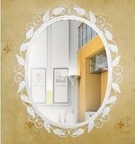 欧式铁艺镜子镜框架浴室壁挂式镜美容院化妆镜卫生间椭圆形穿衣镜