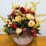 仿真花假花套装欧式玫瑰花带花瓶家居客厅桌摆花艺时尚简约批发
