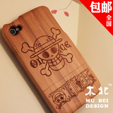 iphone5s木质手机壳雕刻 4s实木头保护套 5c苹果6海贼王路飞Note3