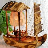创意木制小屋帆船灯 台灯 床头灯木质装饰灯摆件写字灯卧室灯