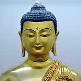 藏传佛教 尼泊尔33cm纯铜鎏金佛像 药师 释迦摩尼 啊弥陀佛三世佛