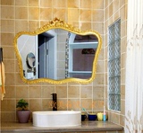 欧式浴室镜 壁挂式雕花时尚KTV酒店走廊装饰玄关镜子 创意美人镜