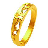 金城舞 台湾制黄金 幸福 情侣黄金戒指 未镶嵌 结婚黄金首饰 现货