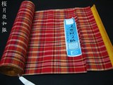 {桜月夜}日本进口 全新正装和服反物 红色羊毛小纹反物 布料