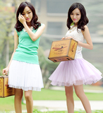 2014夏季韩版女装短裙大码半身裙子蓬蓬裙网纱裙蕾丝裙打底裙伞裙