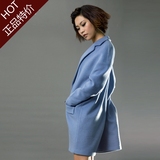 诗百诺女装原创设计师欧美范羊毛羊绒长大衣廓型宽松西装外套3090