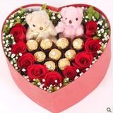 玫瑰巧克力鲜花礼盒圣诞节平安夜送爱人礼物北京鲜花店同城速递