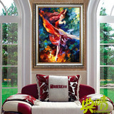 手绘美国厚彩芭蕾舞人物抽象竖幅油画 现代家居玄关装饰壁画RW78