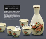 韩国进口 豪华酒具 陶瓷套装 家用酒壶 白酒杯 套装 queenrose