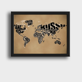 世界地图实木有框画装饰画现代简约画挂画客厅画餐厅画卧室画墙画