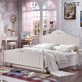 韩式田园公主床白色儿童高箱双人大床1.5米欧式实木床卧室家具