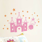 公主城堡墙贴 卧室客厅儿童房 抽象卡通装饰贴纸 大幅面粉红装饰