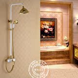 欧式全铜田园风格金色淋浴花洒套装豪华型浴室淋浴器仿古新品特价