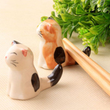 可爱猫儿陶瓷筷子架  创意日本和风招财猫筷托 厨房用品酒店餐具