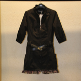 衣香丽影女春装3折特价黑色修身中长款中袖风衣专柜正品1117017