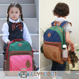 韩国儿童双肩包男女韩版潮旅行背包 小学生皮料机器人书包1-3年级