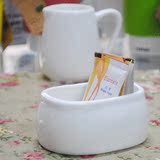 加厚强化瓷 纯白椭圆糖缸|糖罐|大小号奶缸|奶罐|咖啡杯配套器具