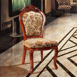 欧式餐椅仿古雕花皮椅实木桌椅子时尚酒店洽谈椅休闲咖啡椅麻将椅