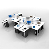 办公家具屏风隔断办公桌6人组合工作位 简约时尚钢木弧形电脑桌