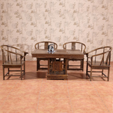 非洲鸡翅木红木茶桌 长茶桌功夫茶桌泡茶桌 长方形带圈椅仿古桌