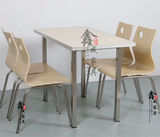 不锈钢快餐桌铝合金包边 长条桌 快餐桌椅套装 不锈钢四脚架桌椅