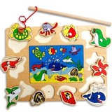 特价大号木制磁性钓鱼趣味游戏 宝宝益智力拼图版幼儿园木质玩具