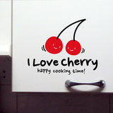 韩国创意可爱卡通餐厅趣味冰箱橱柜客厅厨房餐厅墙贴纸 我爱樱桃