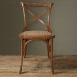 实木餐椅子橡木美法式叉靠背椅地中海餐厅椅书房咖啡椅子复古做旧