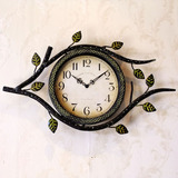 欧式铁艺树叶复古巴洛克风格金属挂钟静音时钟 客厅挂表 时尚钟表