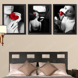 黑白装饰画客厅现代简约时尚人物欧式挂画卧室墙画美女海报壁画