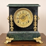 美国1903年 古董 绿色哥特式 壁炉架座钟 包老包真