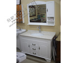 白色时尚欧式橡木落地浴室柜大理石台面卫生间单盆洗脸盘组合卫浴