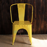 LOFT工业风格法式乡村复古做旧酒吧椅彩色拉丝靠背椅吧椅金属椅