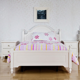 简约欧式实木床1.5米田园风格家具双人床1.8米白色松木床特价W06