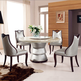 小户型餐桌圆桌西餐组合大理石新古典家具组装欧式餐桌椅