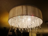 高档奢华新古典k9水晶吸顶灯客厅卧室餐厅玄关布艺圆形不锈钢灯