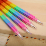 创意彩虹免削笔 多功能子弹头 下单积木导弹笔铅笔 百变变形 8节
