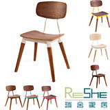 瑞舍 创意设计休闲椅实木靠背铁艺餐桌 椅子简约时尚餐椅DY-505