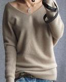 新款纯羊绒衫女 低v领篇幅衫宽松大码针织打底衫韩版长袖毛衣