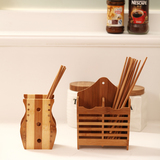 竹筷子笼 创意天然精品楠 挂式沥水 厨房餐具笼 单个双个竹木筒
