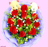 情人节鲜花11支玫瑰送小熊女友老婆最爱礼物闺蜜生日捧花祝福花束