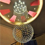 球形水晶吊线灯别墅复式楼梯灯跃层客厅LED水晶灯酒店大堂吊灯