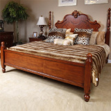 欧式实木组合双人床 手工雕刻客厅家具 英式简约外贸奢华高柱床
