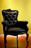 特价休闲椅新古典皮艺单人沙发椅欧式沙发黑色高背椅老虎椅办公椅