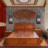 逸馨 红木如意大床 实木雕刻床明清古典 卧室家具1.8米双人床C012