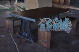 铁艺桌脚实木台面组合定做工作台 长方桌子 写字台 展示台 大茶几