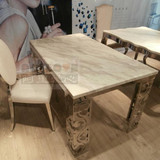 厂家直销现代简约时尚长方型小户型客厅饭桌餐台不锈钢大理石餐桌