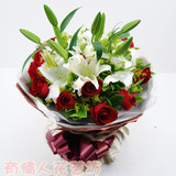 红玫瑰18朵加香水百合 送女友送同事礼物 郑州鲜花同城速递