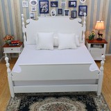 美式乡村实木床 简约现代床铺 欧式田园地中海白色床单人床1.5米