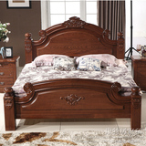 全实木欧式床 古典美式豪华双人床 水曲柳实木雕刻床婚床特价包邮